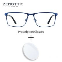 ZENOTTIC aluminiowe okulary korekcyjne męskie kwadratowe blokujące niebieskie światło okulary komputerowe wysokiej jakości krótkowzroczność okulary fotochromowe