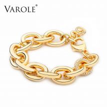 VAROLE Punk Große Link Kette Armband Mit Kristall Gold Farbe Femme Armbänder Für Frauen Mode Schmuck Pulseras