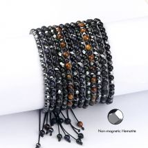 4mm Natural Stone Bracelet Hematite Fashion Handmade Energy Bangles Black Lava Tiger Eye Mini Beads Men Bracelets Women Jewelry