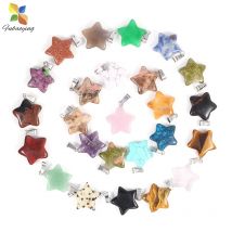 25pcs Charms Natural Stone Crystal Quartz Star Pendants Necklace Gift Wholesale Charms For Jewelry Making