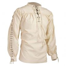 2025 Shirts Männer Tunika Viking Piraten Kostüm Gothic Kleidung Männer Vintage Shirt Rüschen Ausschnitt Kordelzug Ritter Cosplay Top
