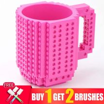 360ML Lego Kompatibel Nette Kunststoff Weiß Kaffee Becher Tasse Kinder Im Freien Personalisierten Weihnachten Kinder Eco Freundliche Kreative Becher