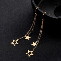 Teamer Stern Mond Anhänger Quaste Tropfen Ohrringe Edelstahl baumeln Ohrringe Frauen Mädchen Ohr haken koreanischen trend igen eleganten Schmuck