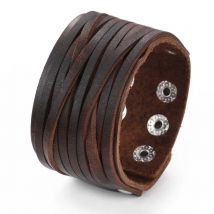 2024 Trend Jewelry Vintage Handmade Weave Genuine Leather Bracelet Men Personalized Cuff Wide Leather Bracelet Pulsera Hombre