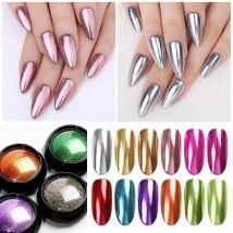 1 scatola di polvere glitter in metallo per unghie polvere colorata metallizzata effetto metallo glitter per unghie oro nail art smalto gel UV polvere di scaglie