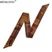Dünne Silk Schal 2023 Neue Design Luxus Marke Tasche Schal Für Frauen Plaid Dot Kette Kopf Schal Langen Griff Tasche schals Wraps