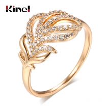Kinel Hot 585er Roségold-Kristall-Blumen-Ring, modischer natürlicher Zirkon, Vintage-Ring für Frauen, Geschenk, täglicher edler Schmuck