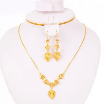 Dubai Schmuck Sets für Frauen 18k Gold Farbe Liebe Äthiopischen Afrikanischen Herz Halskette Ohrringe Sets Arabischen Braut Mitgift schmuck