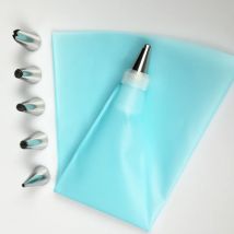 8 Teile/satz Silikon Küche Zubehör Icing Piping Creme Gebäck-tasche + 6 Edelstahl Düse Set DIY