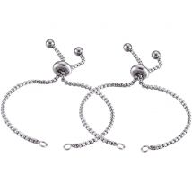 PandaHall 10Pcs 230mm Einstellbare 304 Edelstahl Armband, Der Slider Armbänder für Frauen DIY Schmuck Charme Armbänder, Der