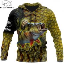Marke Hoodie Gelb Barsch Angeln auf haut 3D Gedruckt Mens Zip Up Hoodie Harajuku Streetwear Unisex Casual Trainingsanzüge KJ0158