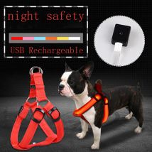 LED USB wiederaufladbare Hundegeschirr kleine mittlere verstellbare Nylon Haustier Hundehalsband LED-Licht Nacht Sicherheit leuchtende Geschirr für Hund Katze