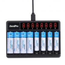 DuraPro 2800 mAh AA-Akku + 1100 mAh AAA Ni-MH-Akku + 8 Steckplätze LCD-Ladegerät für Spielzeug, Fernbedienung, Lautsprecher, Taschenlampe