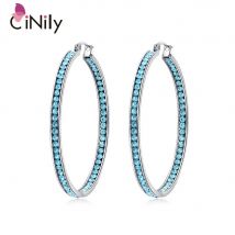 Cinily 9 Ton Roségold versilbert schwarze Creolen Edelstahl cz Kristall großen runden Kreis Rock Punk voll juwelen