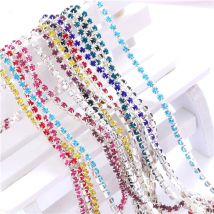1 Yard Kleidung Strass Kette Silber Klaue Nähen auf Kristall Glas Tasse Kette Strass Trim DIY Kleidungsstück Taschen Dekorationen