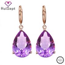 HuiSept Silber 925 Ohrringe für Frauen Wasser Tropfen Form Amethyst Edelsteine Ohrringe Schmuck Hochzeit Partei Geschenke Ornamente