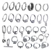 2021 New Punk Retro Stainless Steel Hoop Earrings For Women Men Gothic Round Geometry Rock Statement Ear Jewelry Gifts Earrings