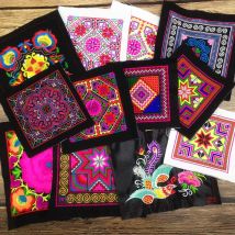 1Pc Applique Stickerei Blume Patches Quadratische Form DIY Kleidung Decor Stickerei Pfingstrose Blume Muster Scrapbooking