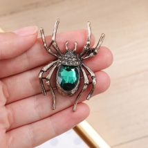 Grüne klassische Spinnen-Insekten-Brosche, Kristall-Brosche, modische Bankett-Geschenkschmuck für Männer und Frauen