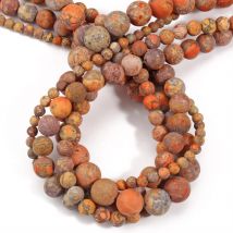 Natural American Turquoises Matte Orange Howlite Round Loose Stone Beads for Jewelry Making DIY Bracelet Accessories 15'' 4-10mm