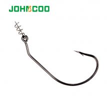JOHNCOO 20pcs Offset Fishing Hook Carbon Steel Wide Crank Fishhook For Soft Lure Bass Barbed Carp Fishing Tackle Worm Hook