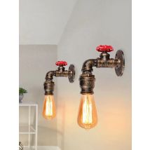 Industrial Wall Lamp Vintage Iron Rust Plated Water Pipe Lights Fixture E27 Loft Wall Lighting Sconce for Home Restaurant Bar