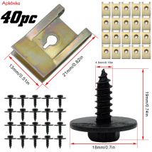 Apktnka 40 x selbstschneidende Tapper-Schraube, Unterlegscheibe, U-Mutter, Sechskant, für BMW 4,8 x 19 mm, 8 mm Schrauben, Geschwindigkeitsverschluss, Unterboden, Blechklammern
