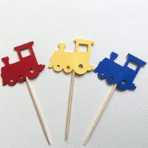 Treno Cupcake Toppers viaggi tema Baby Shower compleanno decorazioni festa Supplies-24pcs