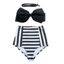 Bowknot Printed Bikinis Sexy Women High Waisted Swimwear Beachwear Bandeau Bottom And Tops Bathing Suit Summer Style Biquinis