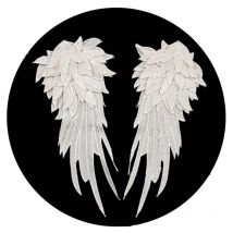 1 paar Spitze Engel Flügel Stickerei Patches Stoff Schwarz Weiß DIY Kleidung Patch Für Kleid Ärmel Dekore Nähen Reparatur