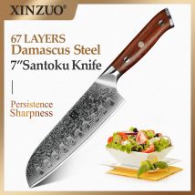 XINZUO-cuchillo de Chef japonés de 7 pulgadas, utensilio de cocina de acero inoxidable de Damasco chino, cuchillos profesionales Santoku con mango de palisandro