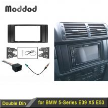 Double 2 Din Radio Fascia for BMW  5 Series E39 X5 E53 Stereo Panel GPS DVD Frame With Wiring Harness Antenna Aerial Trim Kit