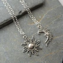 Sonne und Mond Halsketten Kette Paar himmlische beste Freunde Geschenk für Freund lange Anhänger Männer Frauen Punk Modeschmuck Amulett