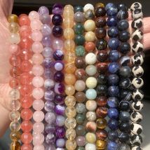 Natürliche facettierte runde Tigerauge Amazonit Türkise Achate Jaspis Onyx Spacer lose Steinperlen für Schmuckherstellung Armband