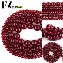 Natürliche Dark Red Faceted Chalcedon Stein Perlen Runde Lose Spacer Perlen Für Schmuck Machen Diy Armband Charme 4 6 8 10 12mm 15”