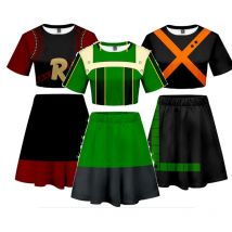 Boku No My Hero Cosplay Costume OCHACO URARAKA Todoroki Shoto Bakugou Katsuki All Might Dress Top +Skirt Set