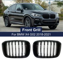 One Pair Front Kidney Grilles 1 Slats Singel Line For BMW 3 4 X3 X4 G01 G02 G08 2018 2019 2020 2021 Car Styling Racing Grills