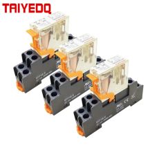 Maschine Relais Spule Allgemeine DPDT Micro Mini Elektromagnetische Relais Schalter mit Sockel Basis AC 220V DC 12V 24V 220V 5/8Pins