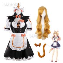 Nekopara Ahorn Perücken Frauen Maid Lolita Kleider Cosplay Kostüm Wärme Beständig Synthetische Haar Frauen Partei Rolle Spielen Perücke