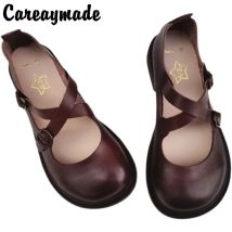 Careaymade-Echtes leder große schuhe retro literatur kunst breite auflage frauen schuhe original