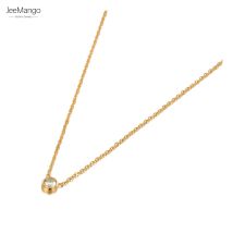 JeeMango Titan Edelstahl Runde CZ Kristall Charme Choker Halsketten Für Frauen Trendy Strass Anhänger Halskette JN20253