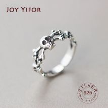 Vintage-Ringe aus 925er-Sterlingsilber mit Totenkopf-Motiv für Damen, modisch, trendiger Schmuck, große verstellbare antike Ringe