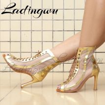 Ladingwu Frauen Ballsaal Latin Dance Stiefel dame Salsa Professionelle Tanzen Schuhe Goldene Silber