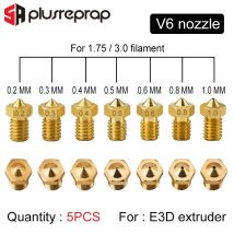 5 o 12 PZ E3DV6 Ugello Filettato In Ottone 0.2 0.3 0.4 0.5 0.6 0.8 1.0mm per Filamento 1.75 o 3.0mm V5 V6 Hotend Estrusore 3D