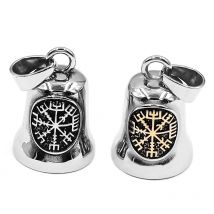 Nordischer Wikinger-Rune-Biker-Glocken-Anhänger aus Edelstahl, Odin-Rune, keltischer Knoten, Adler-Motor, Weihnachtsgeschenk SWP0610A (hals Glockenring)