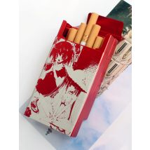 Animation Anime Derivatives Black Red Thin Slim Cigarette Case For Women Metal Aluminum Alloy Sliding Cigarette Box Man Custom