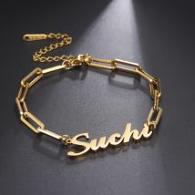 Sipuris Personalisiertes Namensarmband, personalisiertes rechteckiges Ketten-Buchstabenarmband aus Edelstahl, einzigartiger Schmuck, Familiengeschenke, neu