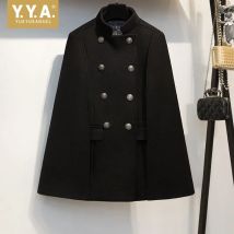 Neuer Winter-Damenmantel mit Doppelreihigem Verschluss, Wollmischung, Eleganter Damenmantel mit Stehkragen, Vintage-Überzieher