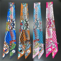 Mode Frauen Haar Schal 2024, Neue Marke Design Luxus Seide Schal Mode Druck Stirnband Dünne Tasche Schals Halstuch