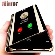Spiegel Fall Für Xiaomi MI 13T Pro 14T Smart View PU Leder Stoßfest Ständer Flip-Cover Für POCO X6 X5 F6 Redmi Hinweis 14 14C